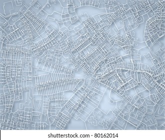 Editable vector blueprint sketch of a detailed generic street map without names with background made using a gradient mesh