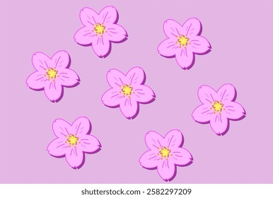 Editable vector Bright Pink Floral Pattern for Digital Art
