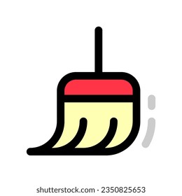 Editable vector broomstick sweeping cleaning icon. Black, line style, transparent white background. Part of a big icon set family. Perfect for web and app interfaces, presentations, infographics, etc