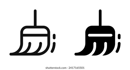 Editable vector broomstick sweeping cleaning icon. Black, line style, transparent white background. Part of a big icon set family. Perfect for web and app interfaces, presentations, infographics, etc