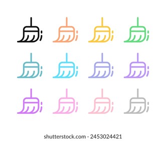 Editierbares Vektorgrafik Besenstiel Kehren Reinigungs-Symbol. Schwarz, Linienstil, transparenter weißer Hintergrund. Teil einer großen Icon-Set-Familie. Ideal für Web- und App-Interfaces, Präsentationen, Infografiken usw