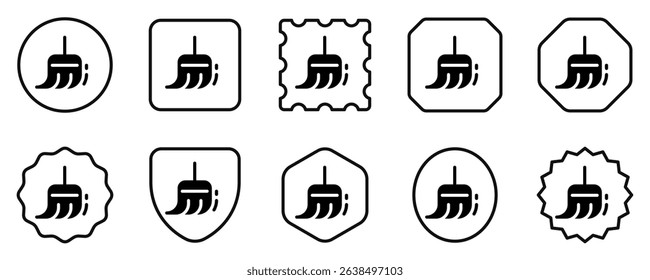 Editable vector broomstick sweeping cleaning icon. Black, line style, transparent white background. Part of a big icon set family. Perfect for web and app interfaces, presentations, infographics, etc