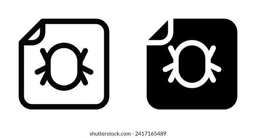 Editable vector bug corrupted file icon. Black, line style, transparent white background. Part of a big icon set family. Perfect for web and app interfaces, presentations, infographics, etc