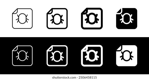 Editable vector bug corrupted file icon. Black, line style, transparent white background. Part of a big icon set family. Perfect for web and app interfaces, presentations, infographics, etc