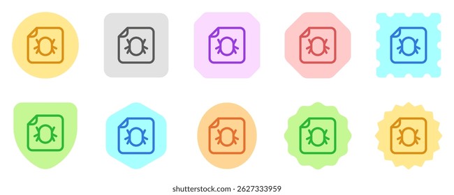 Editable vector bug corrupted file icon. Black, line style, transparent white background. Part of a big icon set family. Perfect for web and app interfaces, presentations, infographics, etc