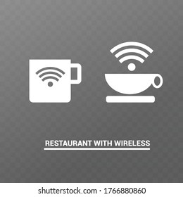 Editable vector. Button with coffee icon with wireless. 