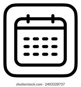 Editable vector calendar, date icon. Black, line style, transparent white background. Part of a big icon set family. Perfect for web and app interfaces, presentations, infographics, etc