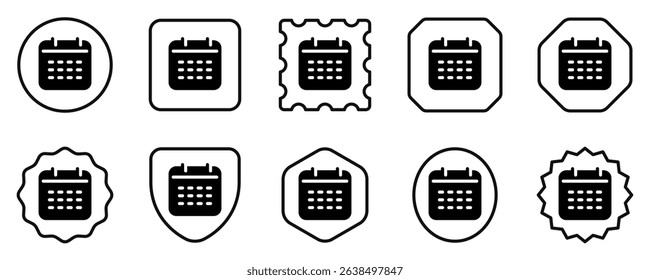Editable vector calendar, date icon. Black, line style, transparent white background. Part of a big icon set family. Perfect for web and app interfaces, presentations, infographics, etc