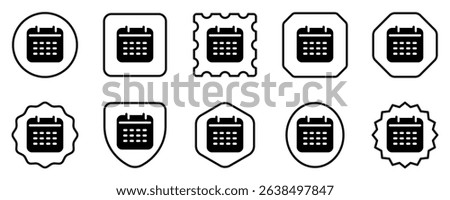 Editable vector calendar, date icon. Black, line style, transparent white background. Part of a big icon set family. Perfect for web and app interfaces, presentations, infographics, etc