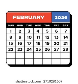 Calendario Editable De Vectores Para El Mes De Febrero De 2026