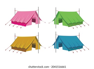 editable vector camping images. available in 4 colors. Use it for page article illustrations or to complement your design projects. illustration of a neatly installed tent