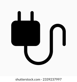 Editable vector charger cable icon. Black, line style, transparent white background. Part of a big icon set family. Perfect for web and app interfaces, presentations, infographics, etc