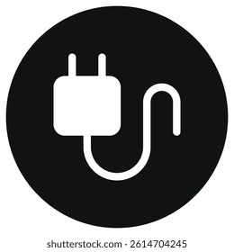 Editable vector charger cable icon. Black, line style, transparent white background. Part of a big icon set family. Perfect for web and app interfaces, presentations, infographics, etc