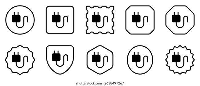 Editable vector charger cable icon. Black, line style, transparent white background. Part of a big icon set family. Perfect for web and app interfaces, presentations, infographics, etc
