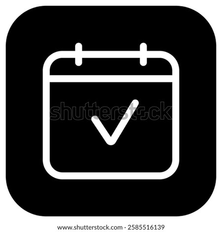 Editable vector check calendar event icon. Black, line style, transparent white background. Part of a big icon set family. Perfect for web and app interfaces, presentations, infographics, etc