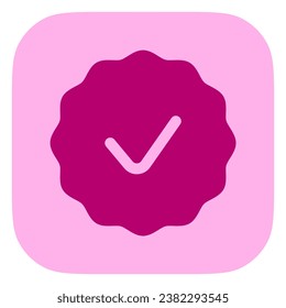 Editable vector check mark verification badge icon. Black, line style, transparent white background. Part of a big icon set family. Perfect for web and app interfaces, presentations, infographics, etc