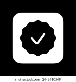 Editable vector check mark verification badge icon. Black, line style, transparent white background. Part of a big icon set family. Perfect for web and app interfaces, presentations, infographics, etc