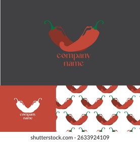 Editable vector chilli logo designed for a premium spices brand, combining a sleek chilli icon with modern typography for a bold and professional look.