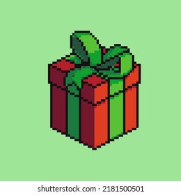 Gráfica editable vectorial de navidad o ilustración de la caja de regalo de píxeles de cumpleaños para el desarrollo de juegos, activos de juego, activos web, diseño gráfico y propósito impreso.