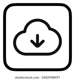 Editable vector cloud download icon. Black, line style, transparent white background. Part of a big icon set family. Perfect for web and app interfaces, presentations, infographics, etc