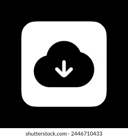 Editable vector cloud download icon. Black, line style, transparent white background. Part of a big icon set family. Perfect for web and app interfaces, presentations, infographics, etc
