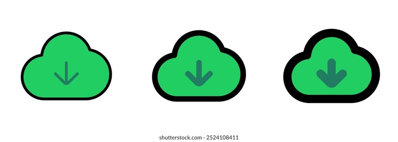 Editable vector cloud download icon. Black, line style, transparent white background. Part of a big icon set family. Perfect for web and app interfaces, presentations, infographics, etc