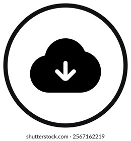 Editable vector cloud download icon. Black, line style, transparent white background. Part of a big icon set family. Perfect for web and app interfaces, presentations, infographics, etc