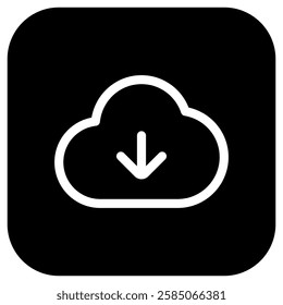 Editable vector cloud download icon. Black, line style, transparent white background. Part of a big icon set family. Perfect for web and app interfaces, presentations, infographics, etc