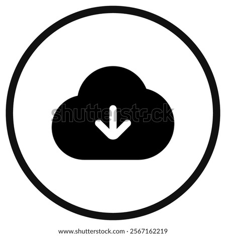 Editable vector cloud download icon. Black, line style, transparent white background. Part of a big icon set family. Perfect for web and app interfaces, presentations, infographics, etc