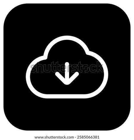 Editable vector cloud download icon. Black, line style, transparent white background. Part of a big icon set family. Perfect for web and app interfaces, presentations, infographics, etc