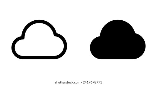 Icono de nube vector editable. Negro, estilo de línea, fondo blanco transparente. Parte de una familia de iconos grandes. Perfecto para interfaces web y de aplicaciones, presentaciones, infografías, etc