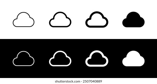 Editable vector cloud icon. Black, line style, transparent white background. Part of a big icon set family. Perfect for web and app interfaces, presentations, infographics, etc