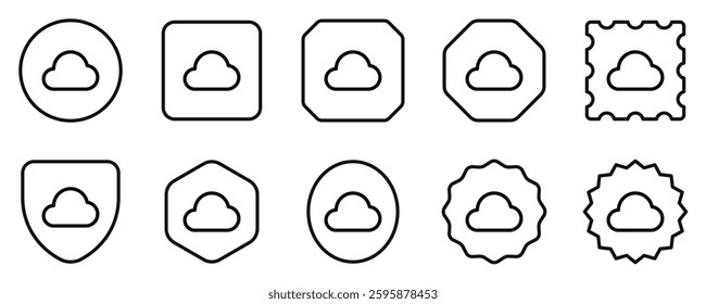 Editable vector cloud icon. Black, line style, transparent white background. Part of a big icon set family. Perfect for web and app interfaces, presentations, infographics, etc