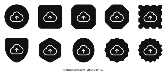 Editable vector cloud upload icon. Black, line style, transparent white background. Part of a big icon set family. Perfect for web and app interfaces, presentations, infographics, etc