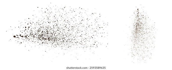 Editable vector cocoa or chocolate dust particles powder splash isolated background illustration
