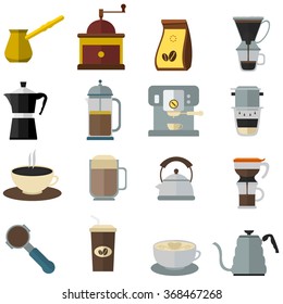 Editable Vector of Coffee Equipment Illustration Icon Set in Flat Style