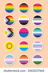 Editable Vector Collection of LGBTQ+ Community Flags: Inclusive Pride Icons Set