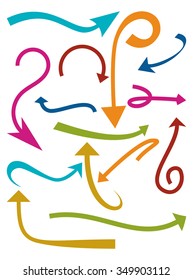 Editable Vector of Colorful Curly Arrows Collection Set for Infographic or Web Elements