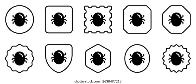 Editable vector computer system bug virus icon. Black, line style, transparent white background. Part of a big icon set family. Perfect for web and app interfaces, presentations, infographics, etc