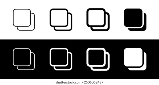 Editable vector copy duplicate layer icon. Black, line style, transparent white background. Part of a big icon set family. Perfect for web and app interfaces, presentations, infographics, etc