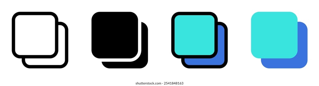 Editable vector copy duplicate layer icon. Black, line style, transparent white background. Part of a big icon set family. Perfect for web and app interfaces, presentations, infographics, etc