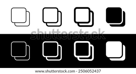 Editable vector copy duplicate layer icon. Black, line style, transparent white background. Part of a big icon set family. Perfect for web and app interfaces, presentations, infographics, etc