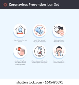 Editable Vector of Coronavirus Prevention Icon Set for Infographic