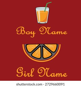 Editable Vector Couple T Shirt Design with Custom Names and Orange Juice Concept