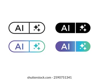 editable vector creative AI buttons symbol design illustration isolated on transparent background