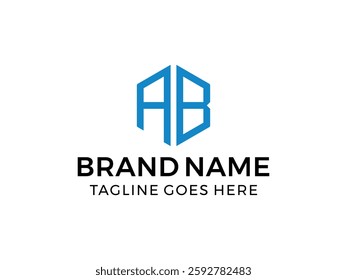 editable vector creative letter ab with hexagon symbol design illustration isolated on transparent background