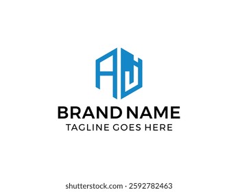 editable vector creative letter aj with hexagon symbol design illustration isolated on transparent background