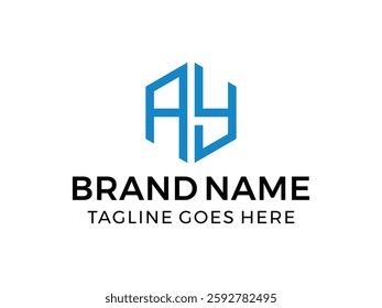 editable vector creative letter ay with hexagon symbol design illustration isolated on transparent background