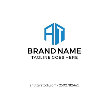 editable vector creative letter at with hexagon symbol design illustration isolated on transparent background