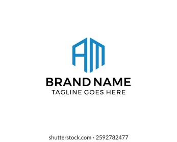 editable vector creative letter am with hexagon symbol design illustration isolated on transparent background